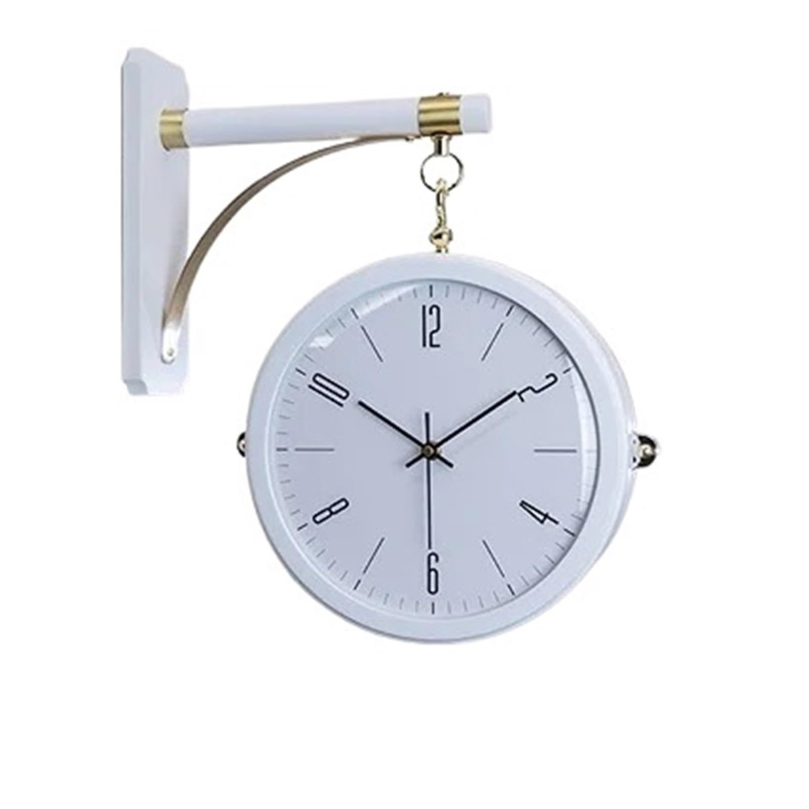 Cichy Zegar Ścienny Duży Metalowy Dwustronny Z Litego Drewna Modne Zegarki Ścienne Do Salonu Home Decor Horloge Precyzyjny I Cichy(Style3)