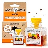 Super Ninja Pièges Anti Moucherons d'Intérieur Cuisine – Lot de 2 Attrape Moucheron Intéri...