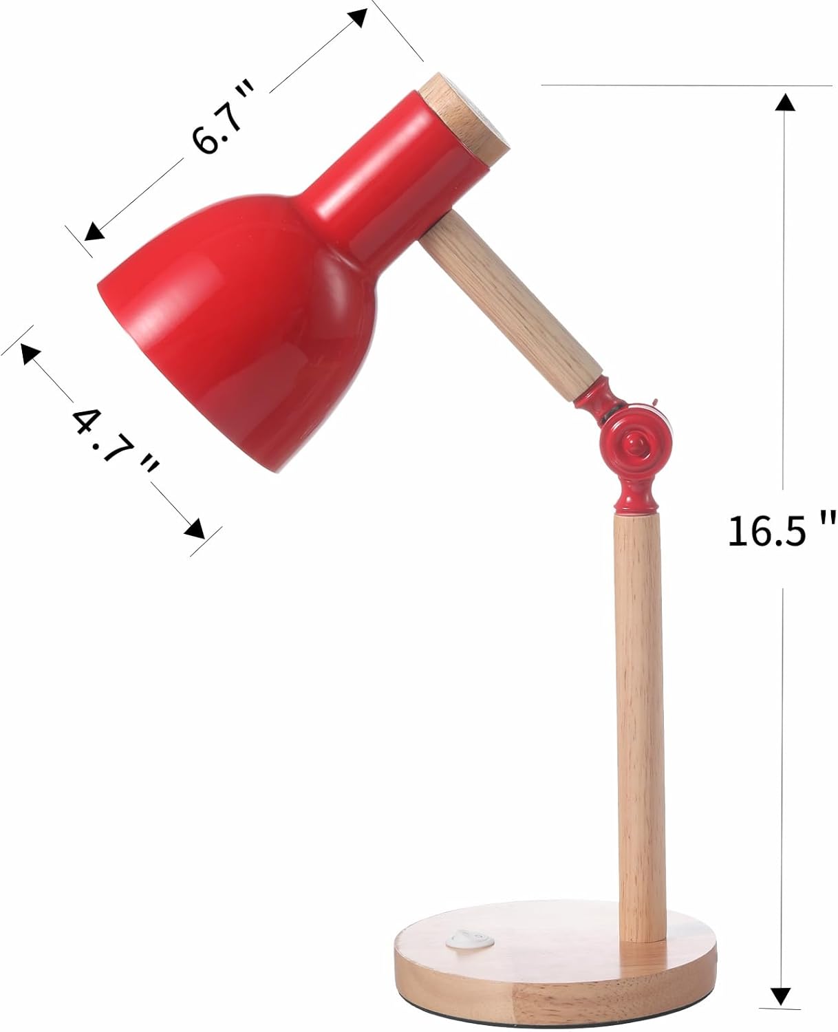 Desk Lamp,Wooden Adjustable Tri-Color Table & Bedside Lamp for Office, Living Room, Bedroom & Kids Room (red)