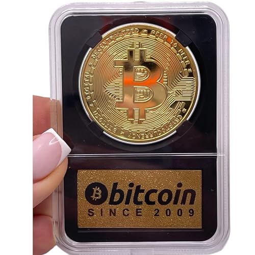 Bitcoin Coin in Collector's Edition Case, Birthday Gift, Home Office for Fans, Limited Edition Physical Gold Coin with Crypto Coin Display Case 1 Pcs (Bitcoin Coin)