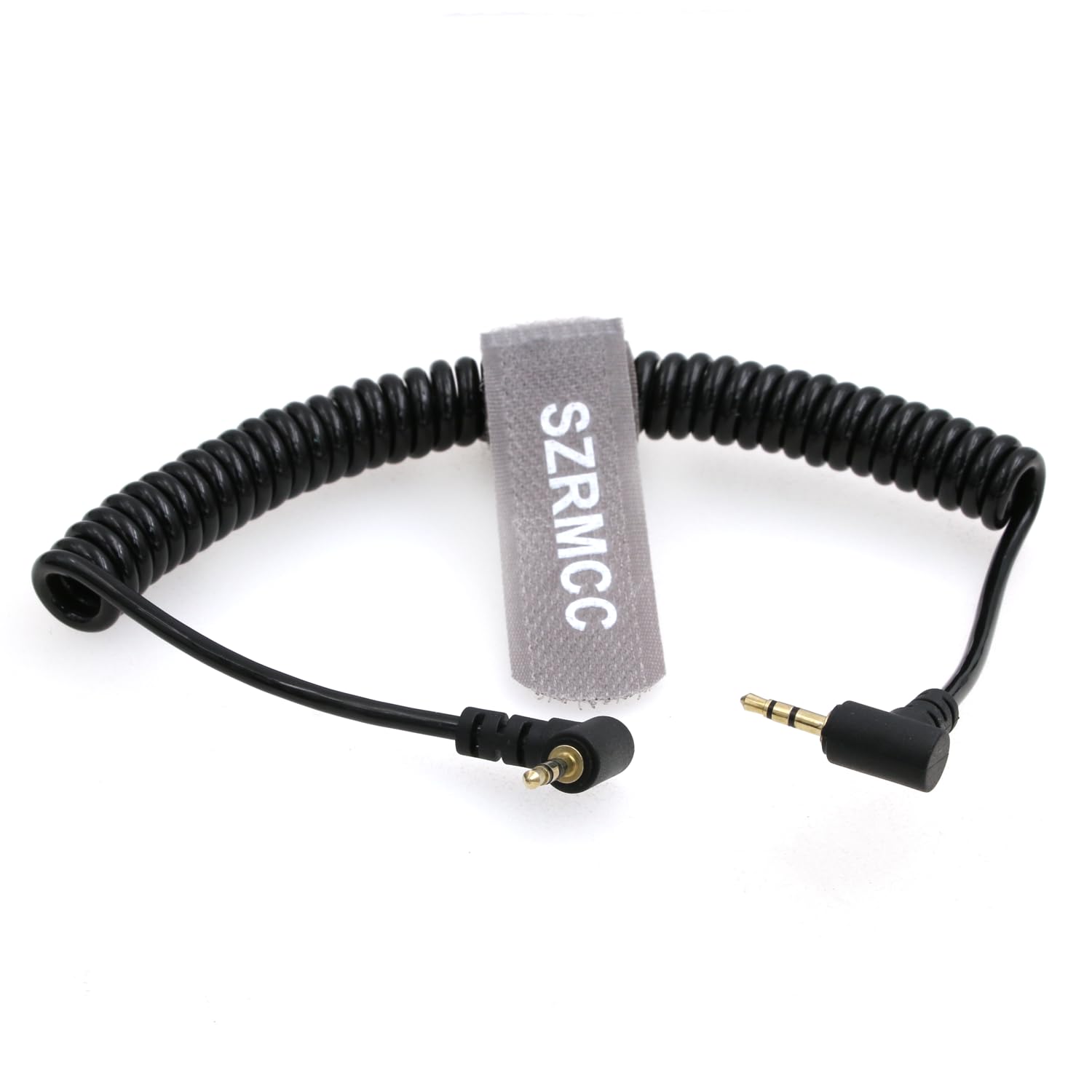 SZRMCC 2.5mm LANC Remote Control Cable Right Angle 2.5mm to 2.5mm Male Coiled Audio Extension Power Cable for Zoom PXW-FS5 Handgrip Blackmagic URSA Mini (Coiled Cable)