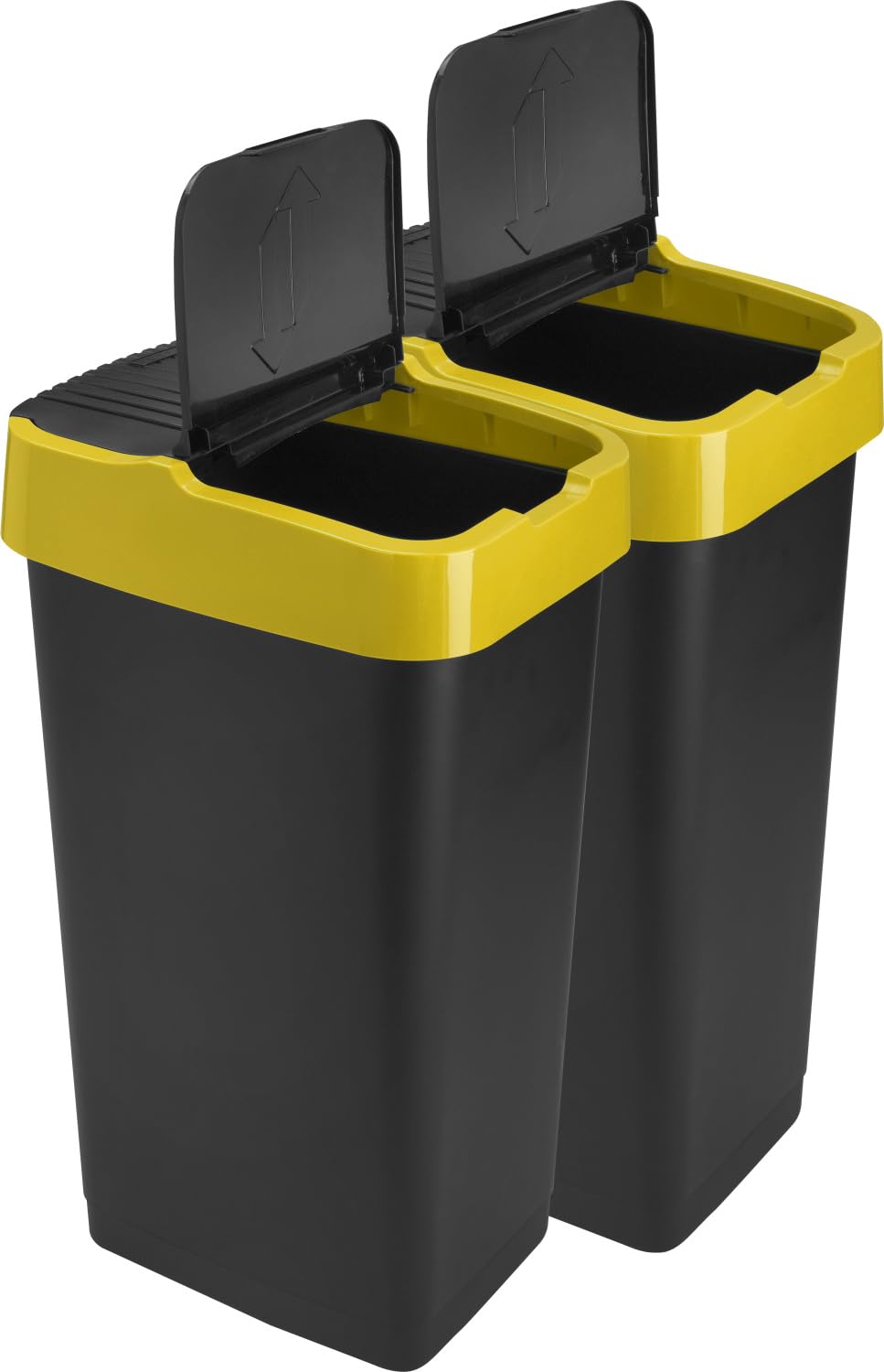 LAVV HOUSEWARES LTD Double Plastic Indoor Recycling Bin with Swing Lid Top Colour Coded (Yellow, 2 x 60L)