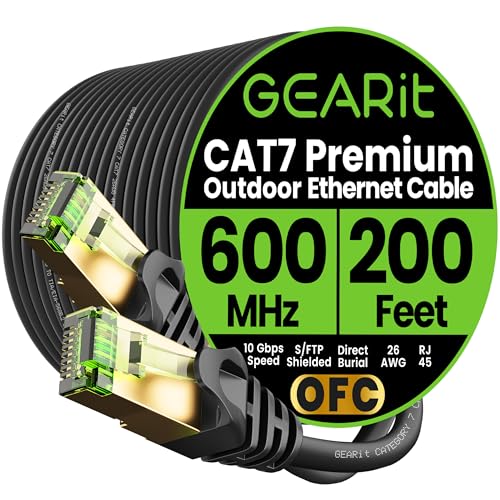 GEARit Cat7 Outdoor Ethernet Cable (200ft) SFTP