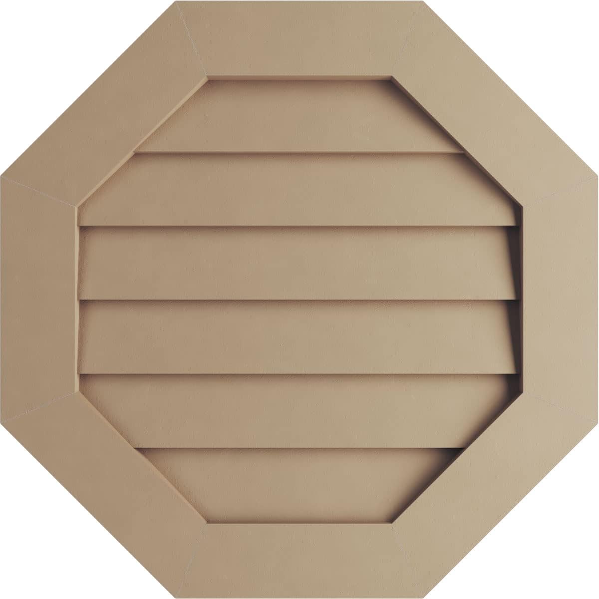 Ekena Millwork GVUROC18X18DRCPR Timberthane Rough Cedar Octagonal Faux Wood Non-Functional, Primed Tan Urethane Gable Vents, 18"W x 18"H, Primed