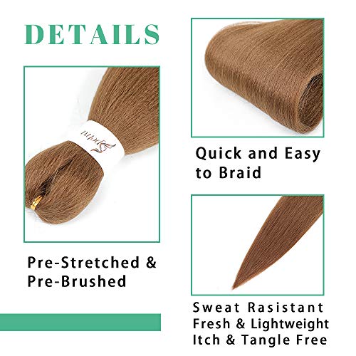 [Multi Packs Deal] Spetra Pre-Stretched Braiding Hair 8 Bundles 24 Inch Auburn Brown- Synthetic Crochet Braids Natural And Soft Box Braids Hot Water Setting Professional Yaki Straight #TOP2