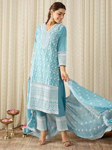 Image of INDO ERA Women Pure Cotton Kurta Set with Dupatta | Festive Suit Set, 10790