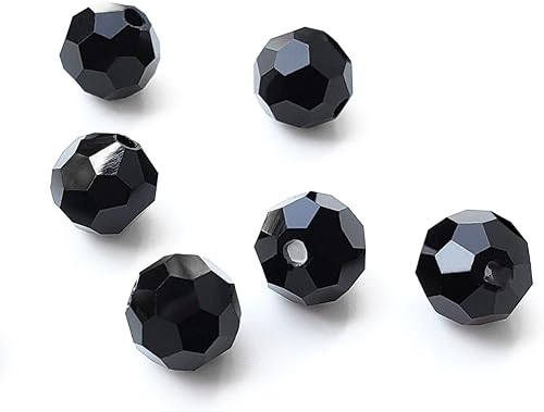 Chengmu Cuentas redondas de vidrio negro de 0.236 in para fabricación de joyas, 720 piezas de cuentas espaciadoras esféricas facetadas Crytal