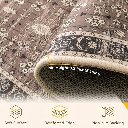 Image of Medallion Vintage Look Carpet for Living Room Bedroom Dining Room | Washable Area Rug with Non Slip TPR Backing | Modern Floor Carpet for Home(Design03-16x24 Inches)