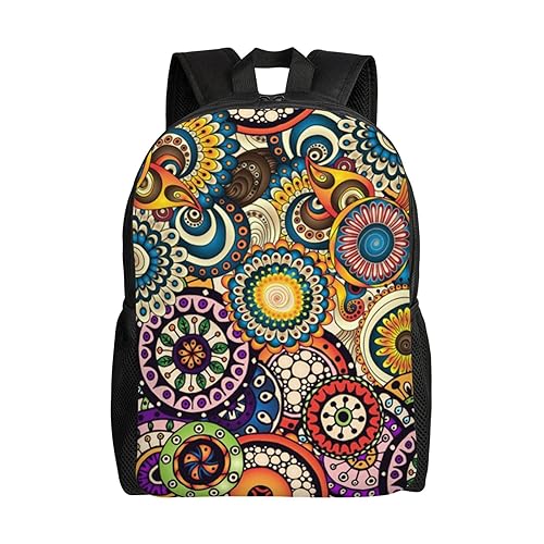Sac à dos imperméable et léger noir au motif ethnique idéal pour le travail et les voyages