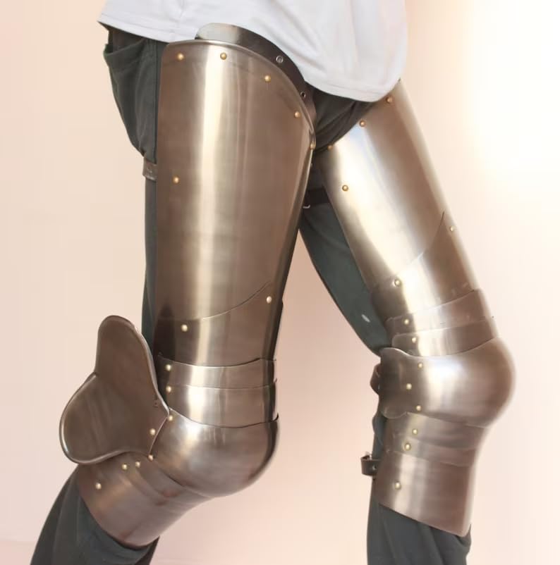 Gothic Steel Leg Guard Knight Leg Armor Medieval LARP Costume Fully Wearable Combat Armour
