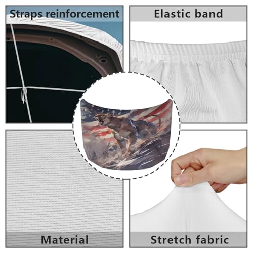 Image of American Flag Leopard Car Hood Cover Stretchable Car Hood Wrap Blankets Waterproof Sun-Proof Auto Exterior Accessories for Most SUV Sedans Trucks (59x39 inches