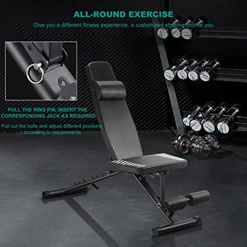Halterbank Zithulp fitnessapparatuur Multifunctionele bankdrukstoel voor huishoudelijke fitnessapparatuur voor heren 6 niveaus instelbaar, Dragend 1212 pond (Color : Black, Size : 146x55x42 cm) - Image 7