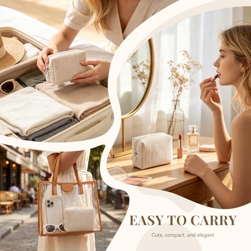 MAGEFY Corduroy Makeup Bag Beige