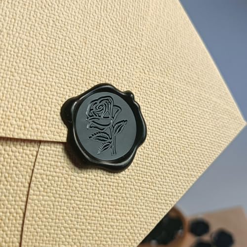 50 Pcs Black Wax Seal Stickers - Rose Style, Self Adhesive Wax Seal for Wedding Invitation, Good Adhesion, Black Rose Envelope Seals Stickers Perfect for Wedding Invitation, Scrapbooking