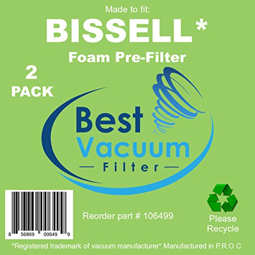 Best Vacuum Filter 2 Pack Compatible with Bissell Foam Pre-Filter 2032662 for CleanView & Powerlifter Upright Vacuum