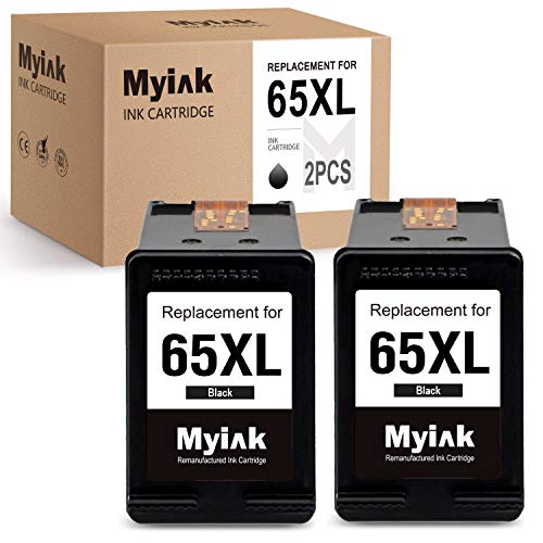 MYIK Remanufactured Ink Cartridge Replacement for HP 65XL 65 XL to use with Deskjet 3755 3752 3758 2655 2652 2622 Envy 5055 5052 AMP 100 120 125 Printer (2 Black) (Deskjet 3755 3752 2655)