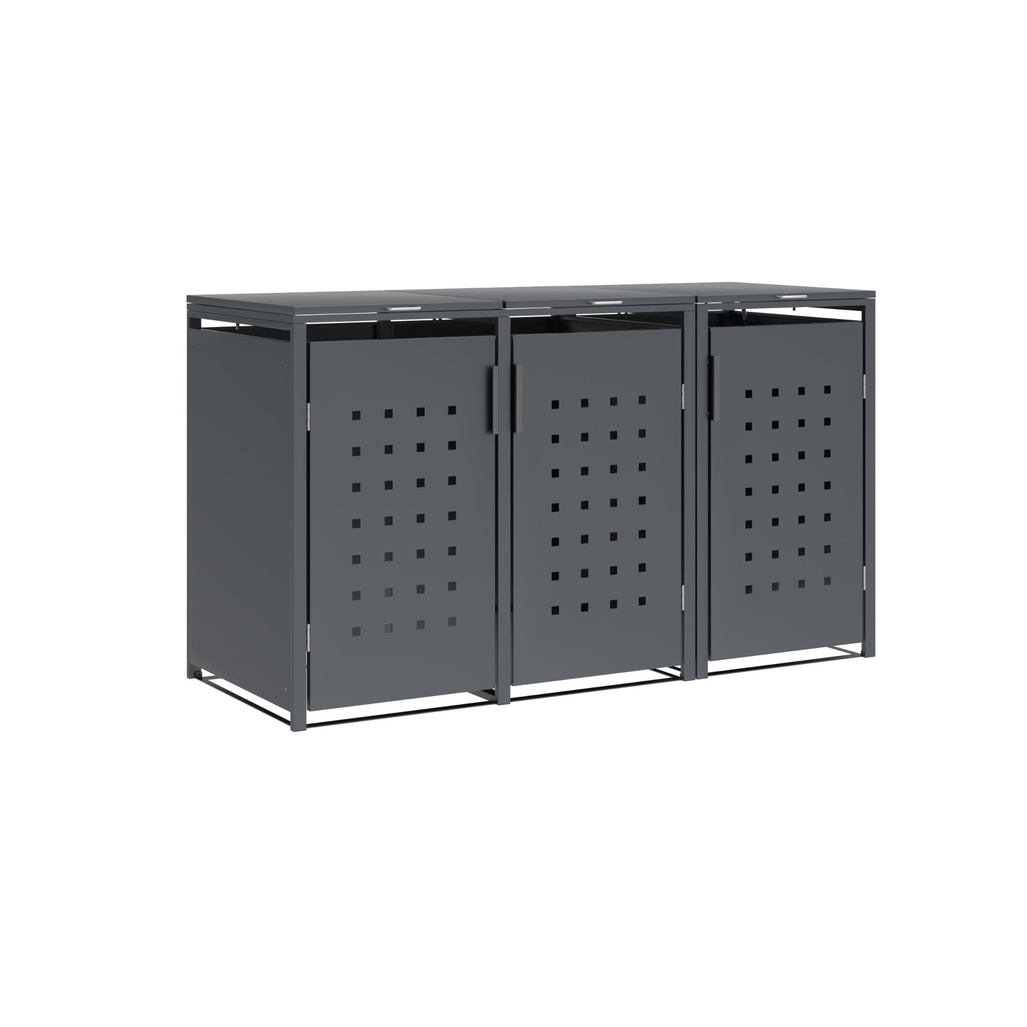 DEGAMO Mülltonnenbox 3-er Mülltonnenhaus Trier für 3X Tonnen 120 und 240 Liter, Stahl verzinkt, Farbe anthrazit