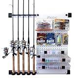 Rush Creek Creations No Limit 5 Fishing Rod and Tackle Storage Rack - Innovative Design for Fishing Pole Rod and Reel Combos - Great for Garage Fishing Rod and Tackle Accessory Storage Organization