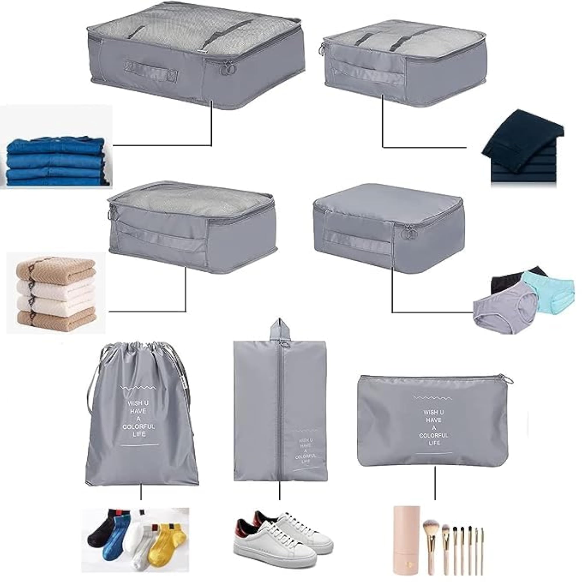 7 Pcs Travel Organizer Pouch SWIMWRO Packing Cubes