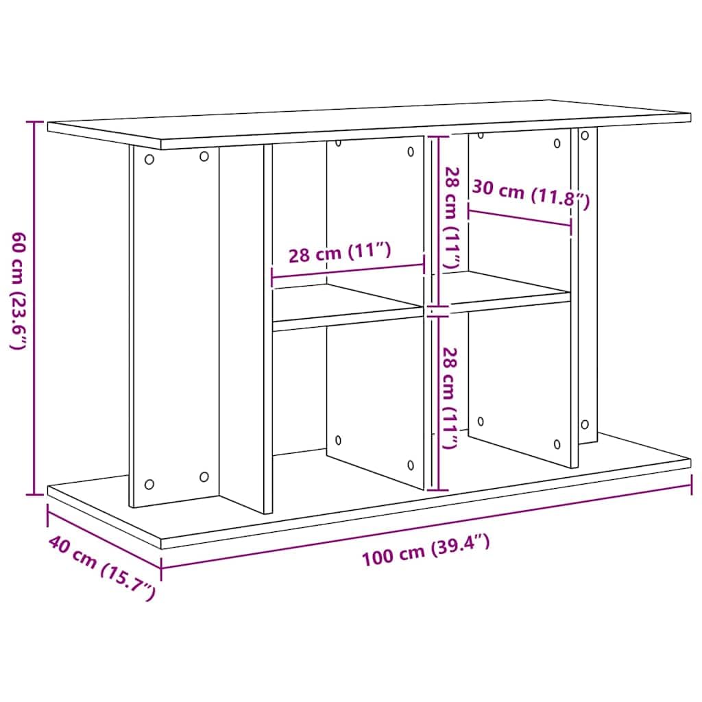 vidaXL Support d'aquarium Chêne Noir 100x40x60 cm Bois d'ingénierie