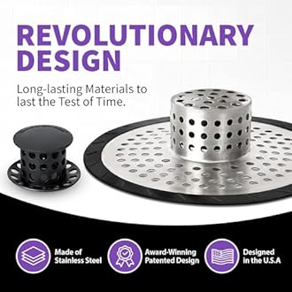 ShowerShroom SHSULT755 Ultra Revolutionary Shower Hair Catcher Drain Protector, Stainless