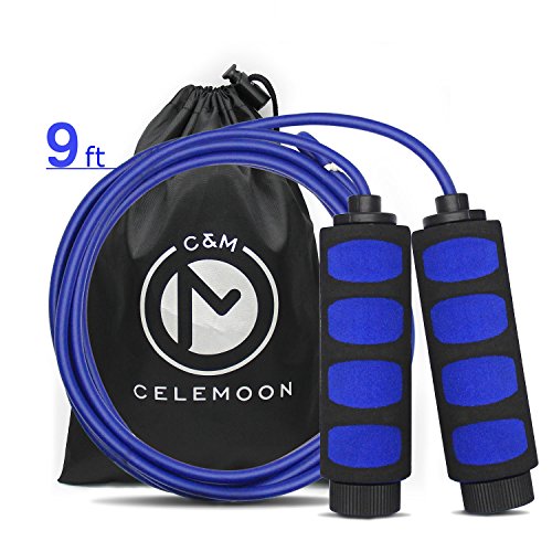 CeleMoon Lightweight Adjustable Cable Kids Jump Rope with Anti-Slip Foam Grip Handles