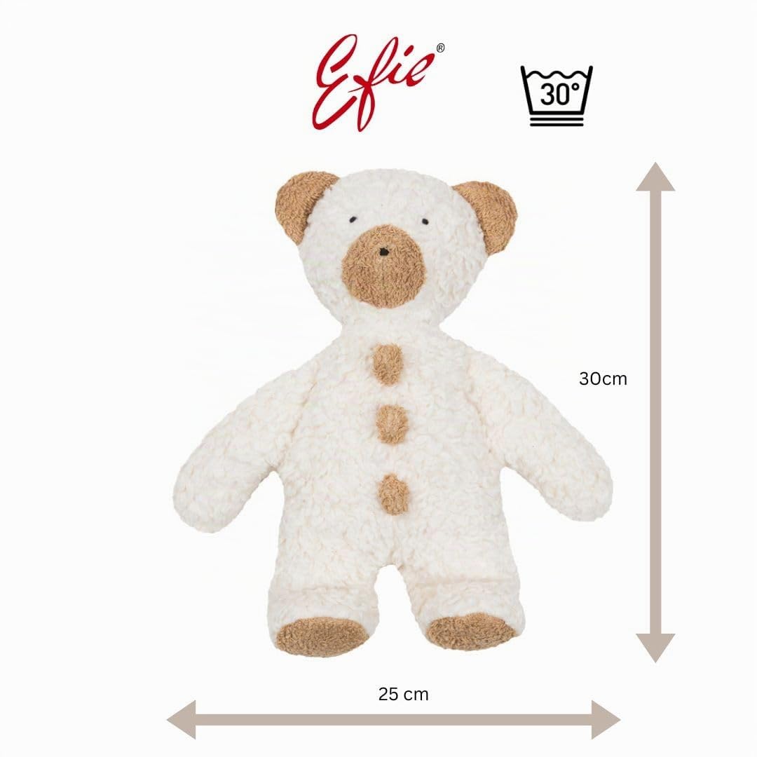 Efie Bio Kuscheltier Teddy Knöpfchen – handgemachtes Stofftier aus Bio-Baumwolle (KBA), GOTS-Zertifiziert & waschbar, 100 % Made in Germany
