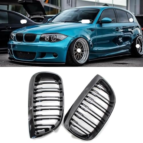 Rejilla delantera para E81 y E87 de doble listón negro fabricada en ABS resistente 2