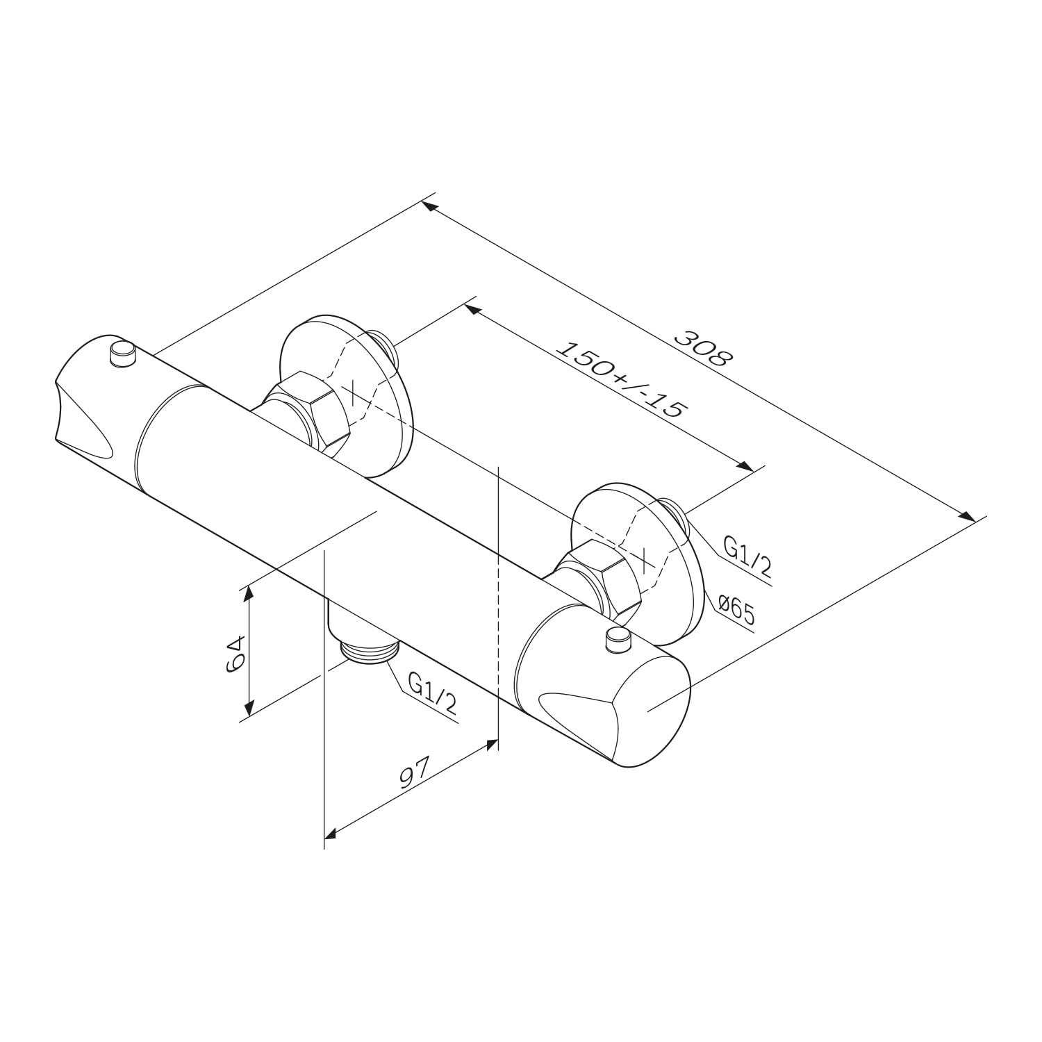 AM.PM Hit FTA40022 - Grifo de ducha con termostato, termostato, termostato de ducha, grifo termostático, grifo mezclador de ducha con protección antiquemaduras, grifo para ducha