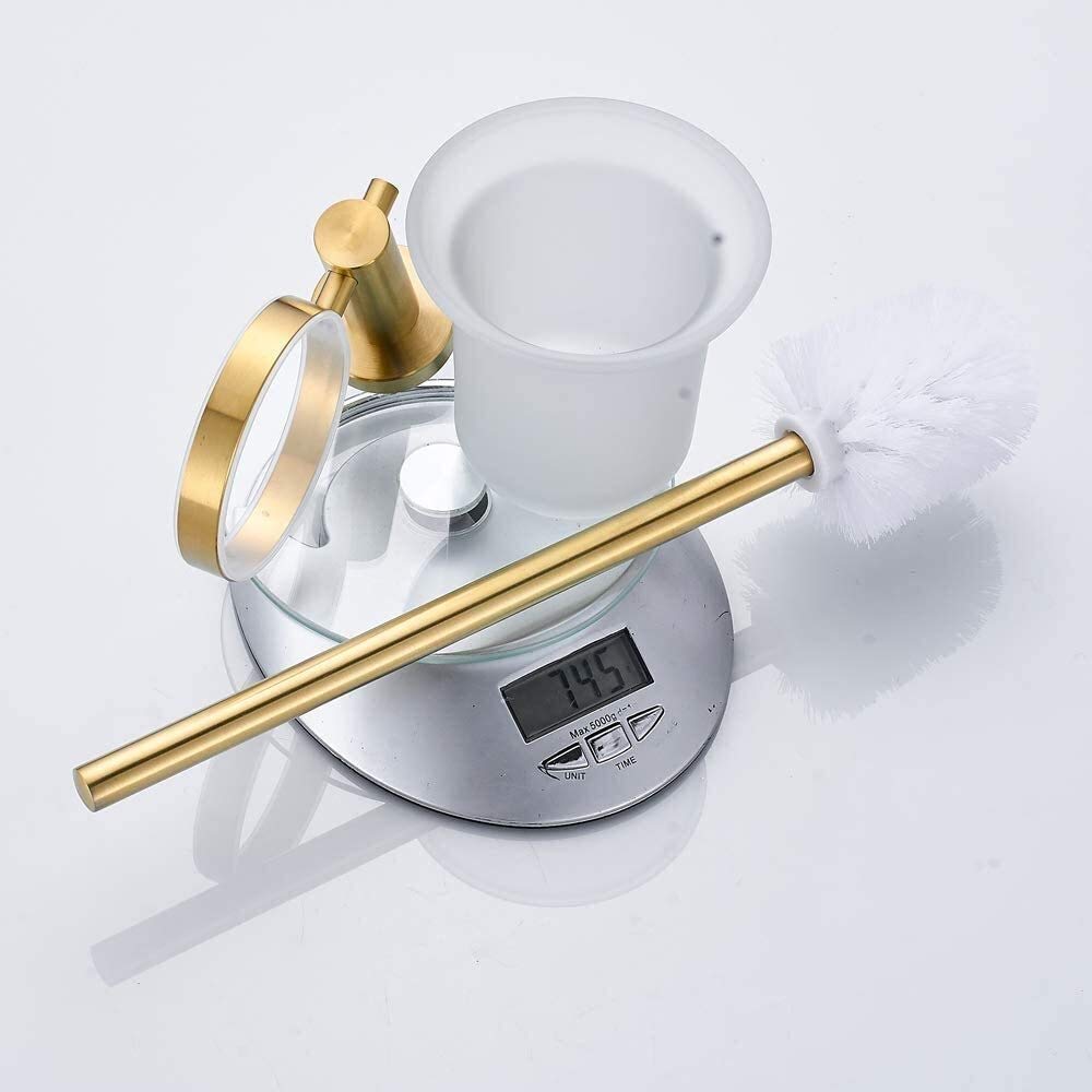 Toallero de Montaje en Pared Toallero para el Hogar Soporte de Anillo de Toalla de Baño Dorado Cepillado Acero Inoxidable 304 Accesorio de Baño Toallero/Toilet Brush Holder
