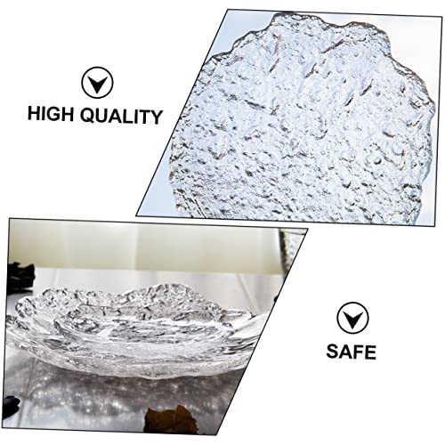 PRETYZOOM 1pc Creative Glass Salad Plate for Serving Desserts and Snacks Unique Irregular Design for Home Parties Weddings and Celebrations Food-grade Glass Dish for Appetizers and Sides