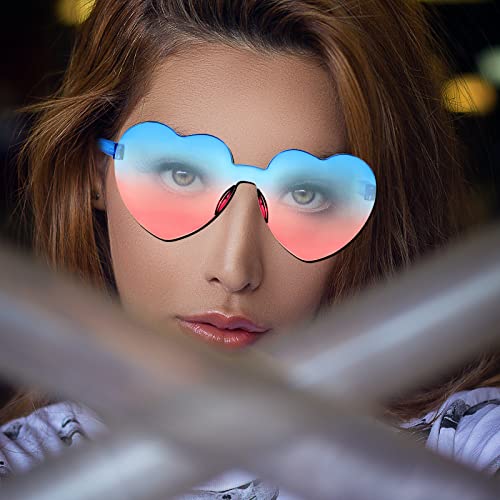 12 Pairs Heart Glasses Colorful Rimless Heart Shaped Sunglasses Love Glasses for Bachelorette Bride Party Favor3