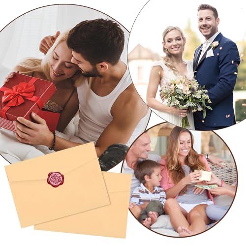 Vintage Briefpapier mit Umschlag, Vintage Schreiben Set, Briefumschlag Briefpapier Set mit 10 Briefumschläge Vintage, 16 Briefpapier A5 und 10 Wachssiegel-aufkleber, für Hochzeits Einladung Grußkarten