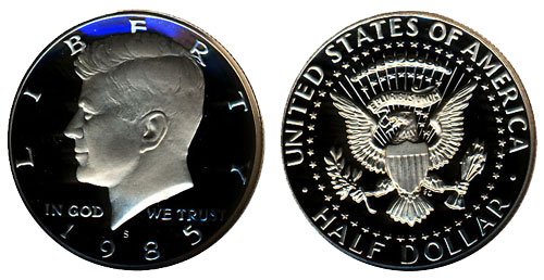 1985 S Gem Proof Kennedy Half Dollar US Coin 1/2 DCAM US Mint Thumbnail