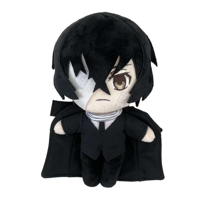 Puruuige BSD Plush Pillow Doll Anime Characters Osamu Dazai(Black)，Anime Cartoon Cute Throw Pillows Figure Plushie Stuffed Soft for Fans