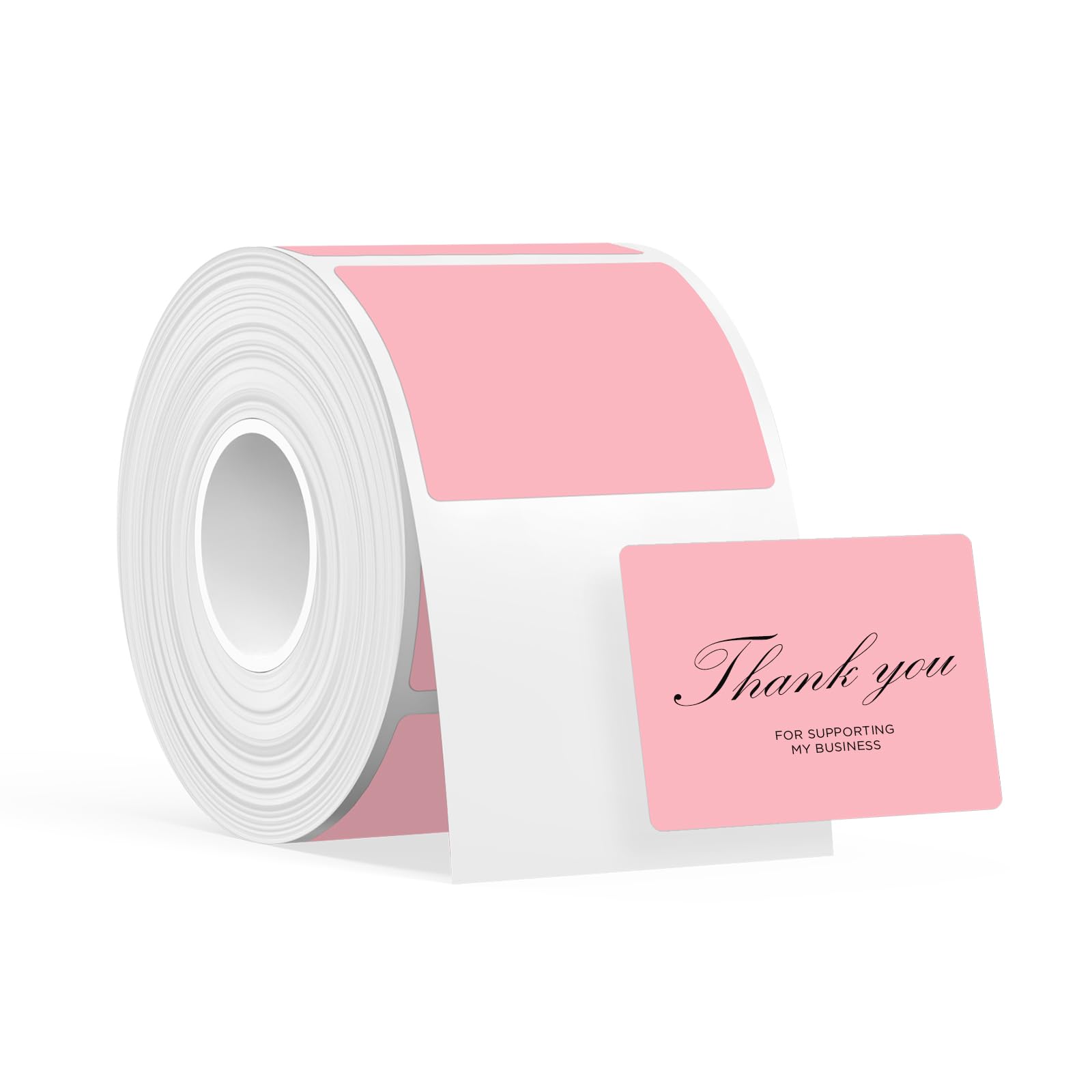 SUPVAN T50M Series Label Maker Tape, 40mm x 30mm 250 Labels/Roll Genuine Laminated Thermal Label Tape Refill, Waterproof Oilproof Highly Adhesive Auto Detect Labels, Black on Pink