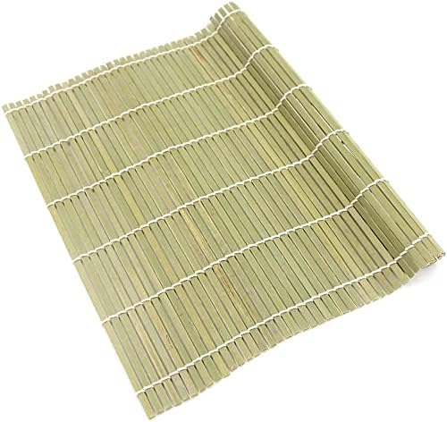 Chiloskit Alfombrilla cuadrada japonesa de bambú Sudare, ayuda a montar y enrollar Maki Sushi (9.4x9.4 in9.44x9.44'')