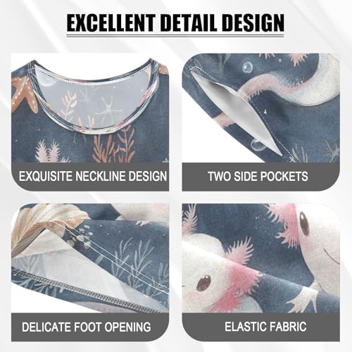 Pajama Sets Short Sleeve Axolotl Underwater Scene Soft Cotton Summer Sleepwear 2 Piece PJS Size 5-14T3