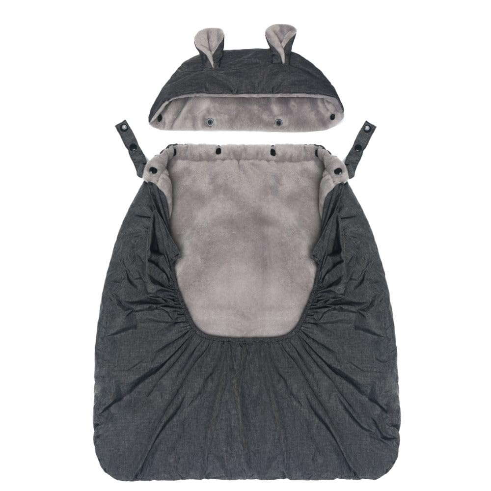 Fillikid Couverture de portage pour bébé - Protection coupe-vent et imperméable aux intempéries avec doublure en polaire, capuche et poche chauffe-mains - Ajustement universel