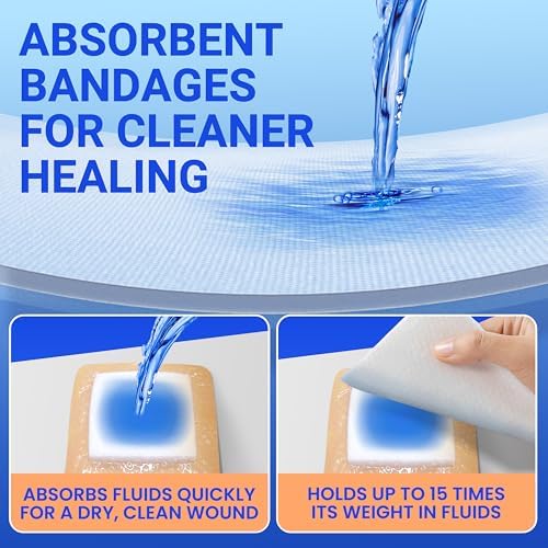 Image of Large Waterproof Bandages 4x4 Silicone Foam Dressing Sensitive Skin, 20 PCS