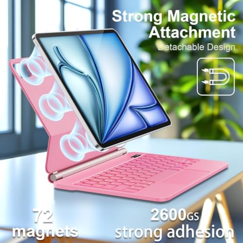 Image of GGQFGTOJ Keyboard Case for iPad Air 13 inch (M3 2025 /M2, 2024),iPad Pro 12.9 inch (3 /4 /5 /6th Gen),Magic-Style Magnetic - Floating Cantilever Stand - Backlit Keyboard Case with Multi-Touch Trackpad