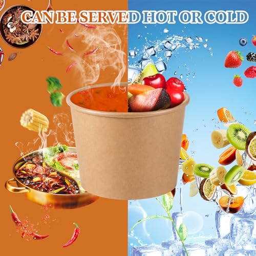Image of Sabary 50 Pack 12oz Paper Soup Containers with Lids, Disposable to Go Soup Bowls, Ice Cream Cups, Take out Food Storage Containers, Microwavable and Freezer Safe for Ice Cream, Noodles, Snack, Yogurt