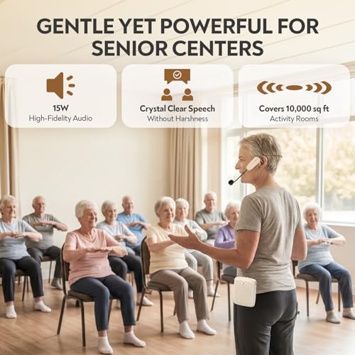Image of WinBridge WB002 Bluetooth Voice Amplifier with Wireless Headset Mic, Beige | Portable Pa System for Teachers, Tour Guides & Seniors, 15W Clear Sound, One-Touch Mute, USB play, All Day Battery, Auto Pair