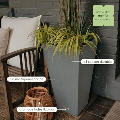 Image of Veradek Pure Series Taper Planter & Drip Tray - Tapered Planter with Shelf