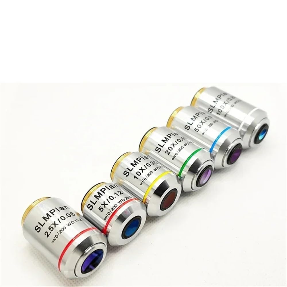 1 stücke Metallographische Mikroskop Lange Brennweite Arbeits Abstand Unendlichkeit Ziel Objektiv 2X 2,5 X 5X 10X 20X 50X 100X(Optional) RMS Gewinde(5X)