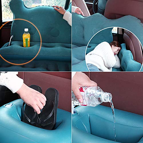 hikotor Car Inflatable Air Mattress Back Seat Pump Portable Travel Camping Sleep Pad Cushion Bed fits Universal SUV Truck Minivan | Compact Twin Size