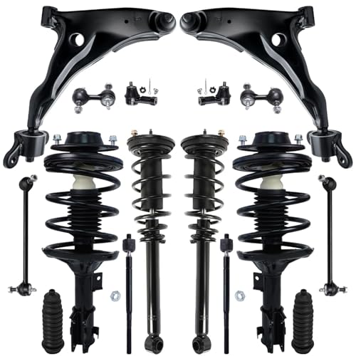 Image of Detroit Axle - 16pc Front End Suspension Kit for 01-05 Mitsubishi Eclipse, Lower Control Arms w /Ball Joint Tie Rods Boots Front Rear Sway Bars Struts 2001 002 2003 2004 2005 Replacement Struts Shocks