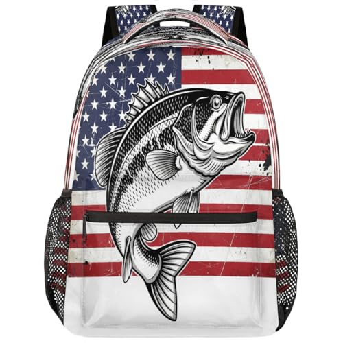 Mochila escolar de bandera americana para portátil de 15.6 pulgadas de estudiantes y viajeros