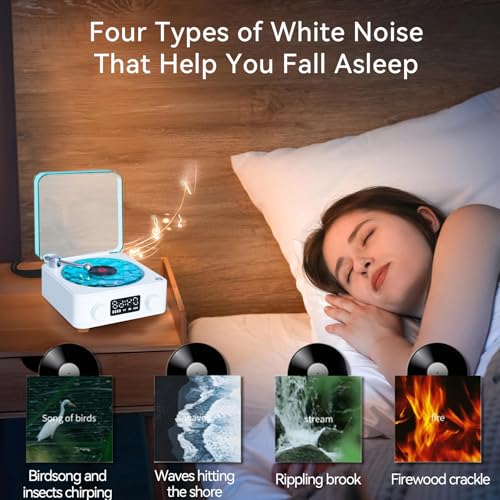 Image of Retro-style Wireless Aqua Vinyl Bluetooth Speaker with 360 Surround Sound, 3 Lighting Modes, 4 Playback Modes, Balanced Sound Quality, Blue