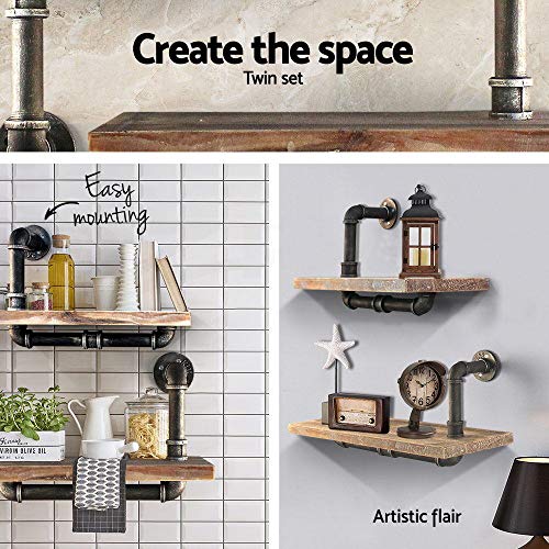 Industrial Pipe Shelf 2 Layer Pipe Design Rustic Wood Ladder Bookshelf Diy Wall Shelving #TOP3